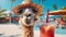 Summer holiday at the beach bar with Llama on a relaxing vacation - generative AI