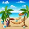 Summer holiday beach and coconut trees background