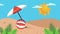 Summer holiday season with umbrella and balloon on the beach