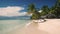 Summer holiday on tropical island Saona, Dominican Republic. Palm trees and beautiful sandy beach