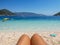 Summer holidays relaxation on the Antisamos beach, Sami Kefalonia island, Greece
