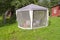Summer house tent with mosquito protection in farm yard