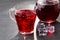 Summer iced drink - cranberry tea or juice with ice