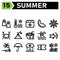 Summer icon set include flippers, swim fish, summer, vacation, diving, temperature, hot, sun, weather, calendar, date, holiday,