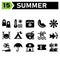 Summer icon set include flippers, swim fish, summer, vacation, diving, temperature, hot, sun, weather, calendar, date, holiday,