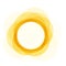 Summer icon. Sunny bright circle shape, sun shine brightly, flat simple logo template. Modern tourism emblem idea