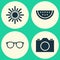 Summer Icons Set. Collection Of Sunny, Melon, Spectacles And Other Elements. Also Includes Symbols Such As Citrus