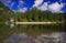 Summer idyllic scenery at Braies lake