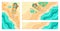 Summer illustrations vector. Beach and sea. Girl sunbathing by the sea. Set of banners