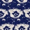 Summer indigo batik block print dyed motif seamless pattern. Fashion all over print for beach wear. Masculine shirt tie