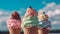 Summer indulgence Gourmet ice cream sundae variation generative AI