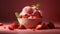 Summer indulgence: gourmet strawberry ice cream bowl generated by AI