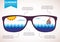 Summer infographics. sunglasses with ocean view