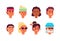 Summer inspired people semi flat vector character heads pack