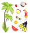 Summer and Items Collection Vector Illustration