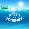 Summer journey poster. Ocean, island, sunglasses