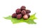 Summer juicy mulberry fruits with leaf on white