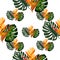 Summer jungle pattern with tropical flowers heliconia or lobster-claw background