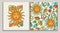 Summer label, pattern with sun, chamomile