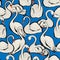 Summer lake with hand drawn doodle line sketch swan birds seamless pattern in vector , Design for fashion , fabric, web,wallpaper