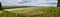 Summer landscape banner, panorama - blooming buckwheat field under the sky