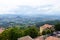 Summer landscape beautiful view of San Marino. aerial top panoramic view of landscape valley and hills of suburban district