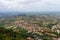 Summer landscape beautiful view of San Marino. aerial top panoramic view of landscape valley and hills of suburban district