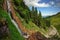 Summer landscape with Cascada Cailor (Horses Waterfall) in Rodnei Mountains, landmark attraction in Romania