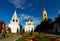 Summer landscape of the Cathedral Square of the Kolomna Kremlin with a view of the Assumption Cathedral