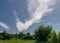 Summer landscape with expressive white clouds, the Baltic Sea coast