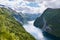 Summer landscape with fjord and waterfall, Norway