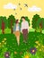 Summer Landscape Happy Dating Lovers Walk Together