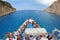Summer landscape. Ionian Sea from the Navagio Bay - Zakynthos Island, landmark attraction in Greece. Seascape