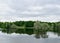 Summer landscape with lake and sky in Gatchina park
