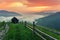 Summer landscape. Mountain village in the Ukrainian Carpathians.