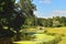 Summer landscape of the Pavlovsk garden. Visconti Bridge