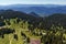 Summer landscape of Rhodope Mountains from Snezhanka tower near ski resort Pamporovo, Bulgaria