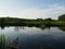 Summer landscape. River. Lots of green grass.