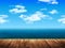 Summer Landscape Sea Beach and wooden pier. 3D vector. High detailed realistic illustration