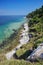 Summer Landscape in Thassos Island, landmark attraction in Greece. Summer seascape