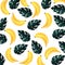summer leafs plants and bananas pattern