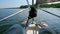 Summer leisure. A man sits on board a sailing yacht.