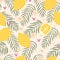 Summer lemon citrus fruit seamless pattern background. Bright print for fabric,wallpaper, design.Scandinavian doodle