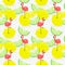 Summer lemon and flamingo seamless pattern