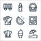 summer line icons. linear set. quality vector line set such as beach umbrella, ice cream, shell, picture, watermelon, hawaiian