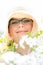 Summer little girl in straw hat outdoor portrait.