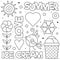 Summer love. Coloring page. Black and white vector illustration.