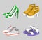 Summer Mode Shoe Collection Vector Illustration