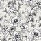 Summer Monochrome Vintage Floral Seamless Pattern