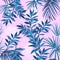 Summer monotone blueTropical seamless pattern with exotic palm l